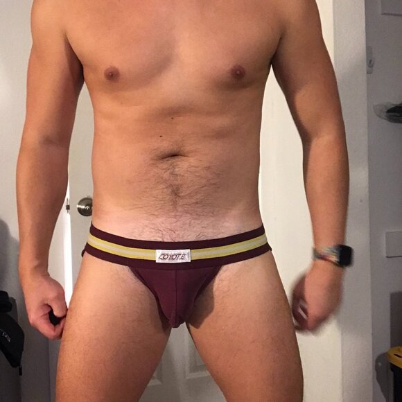 Men's Maroon Jockstrap with Gold Stripes - Picture 4 of 4